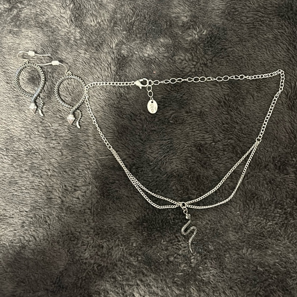 Snake Necklace and Earrings